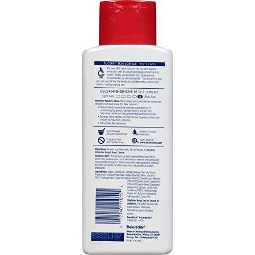 Eucerin Intensive Repair Hydratation 24h pour peau sèche.