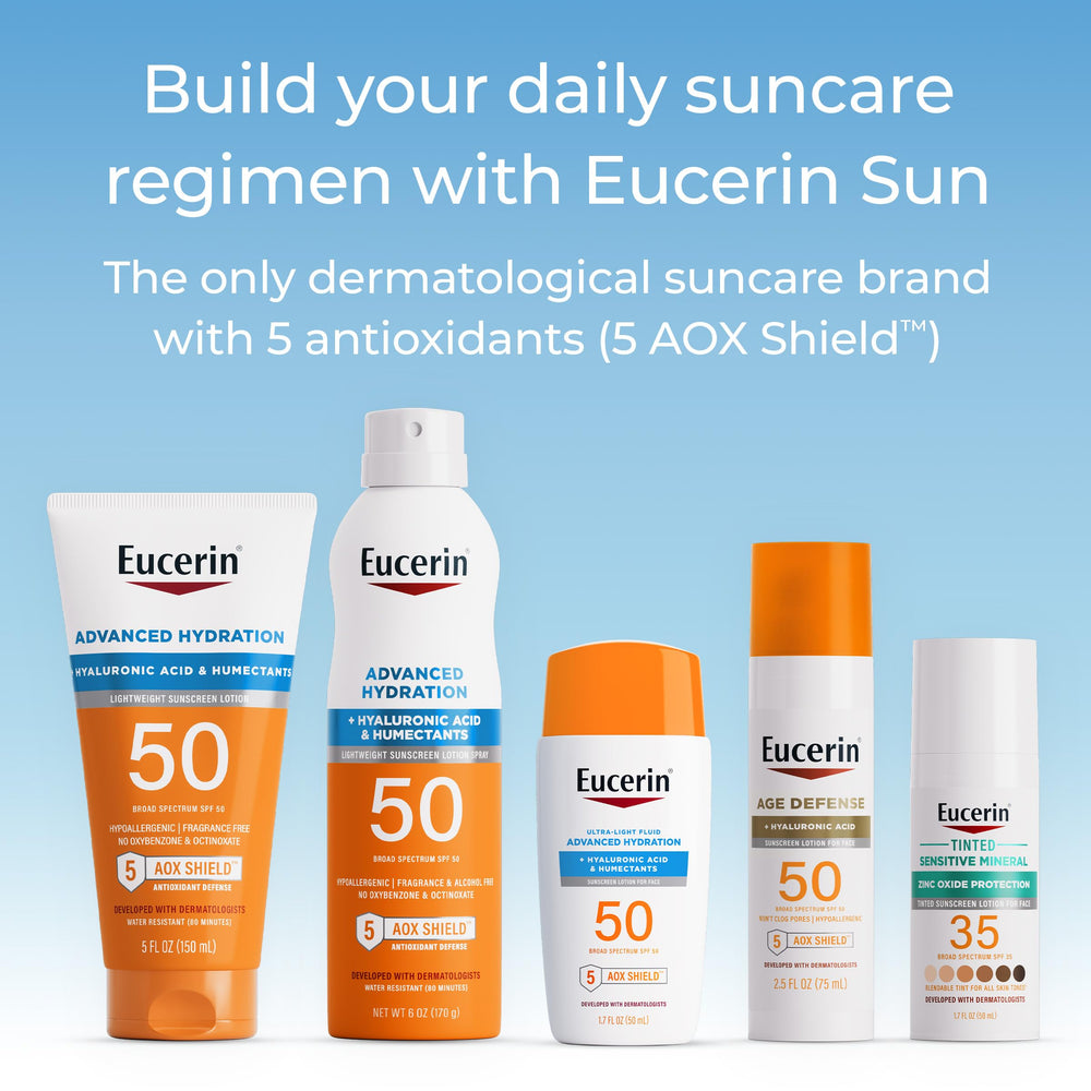 Résistance à l’eau jusqu’à 80 minutes avec Eucerin Sun Advanced Hydration SPF50.