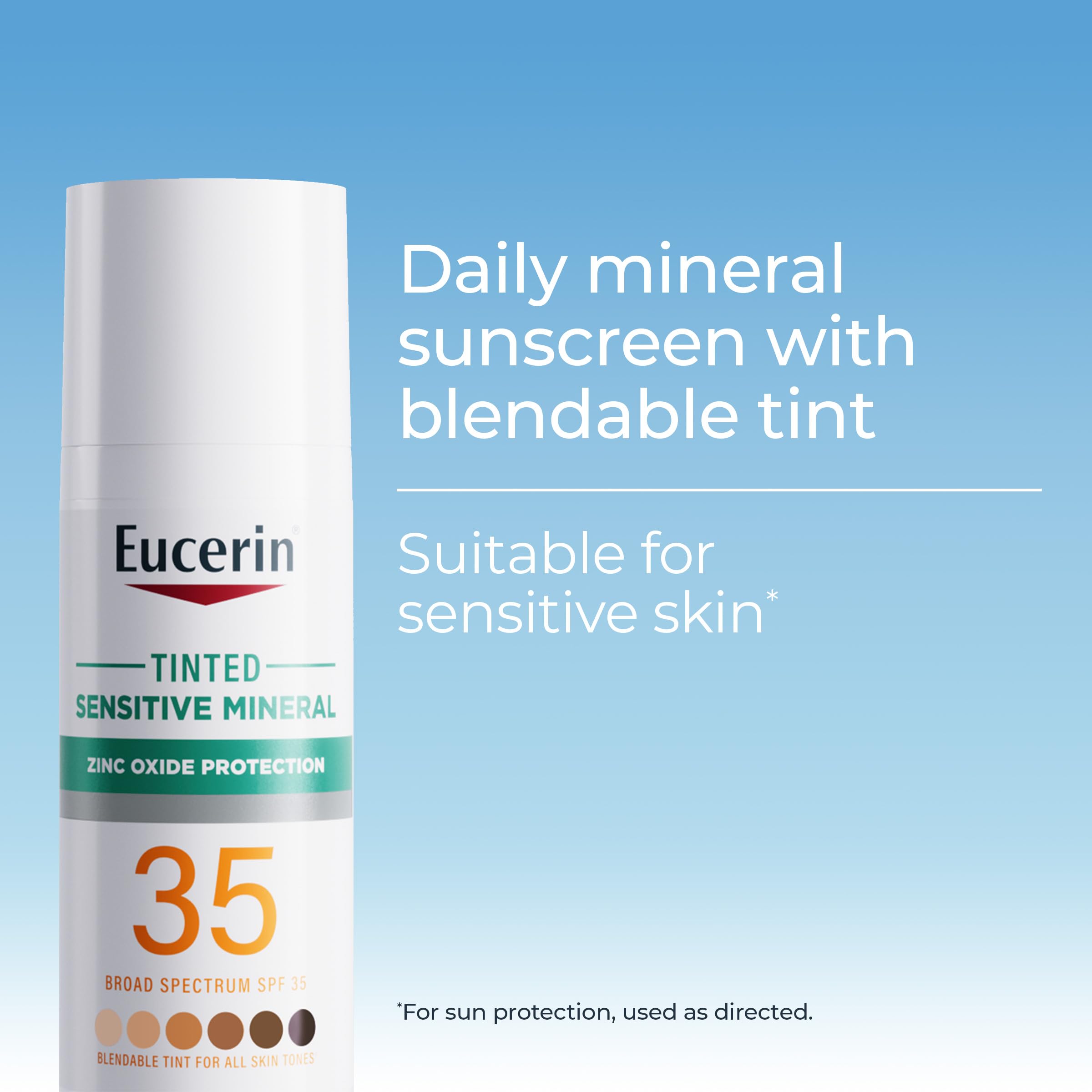Teinte légère d'Eucerin Sun Tinted Mineral s'adaptant à tous les tons.