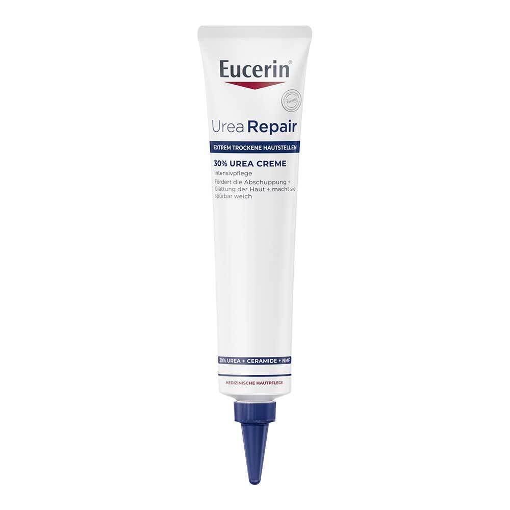 Eucerin UreaRepair Plus 30% Urea, crème hydratante, apaise tiraillements de la peau sèche.