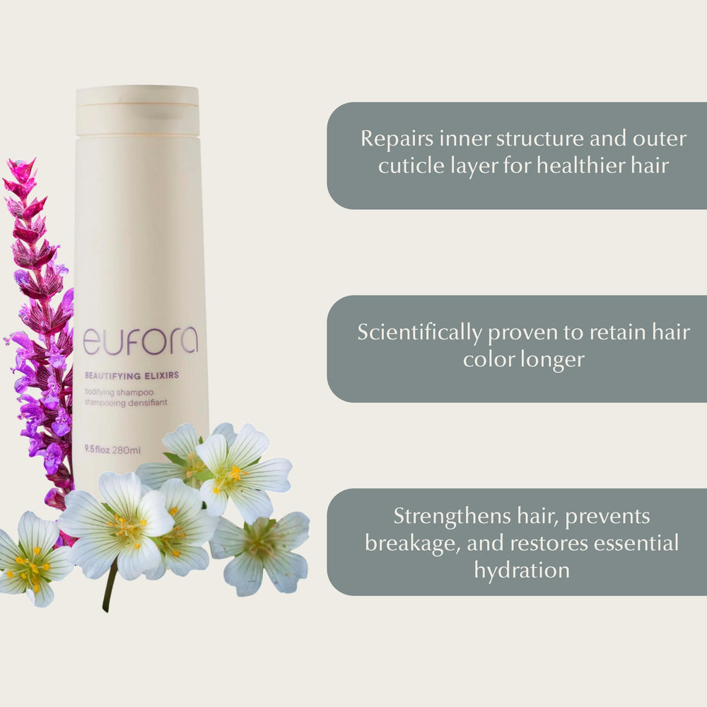 Eufora Bodifying Shampoing — texture crèmeuse prête à l'application pour cheveux colorés