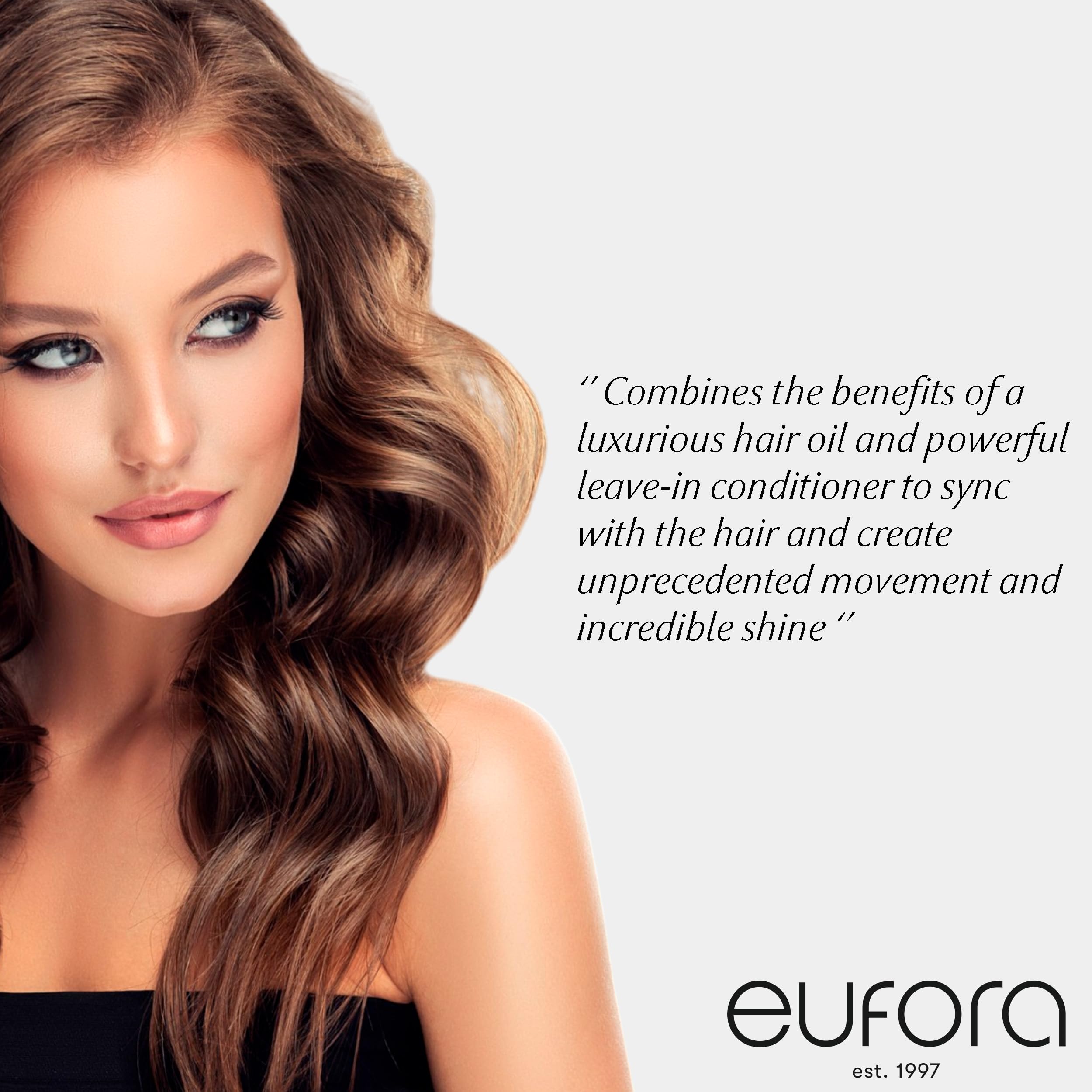 Eufora Elixirone douceur-mouvement offrant cheveux souples et fluides.