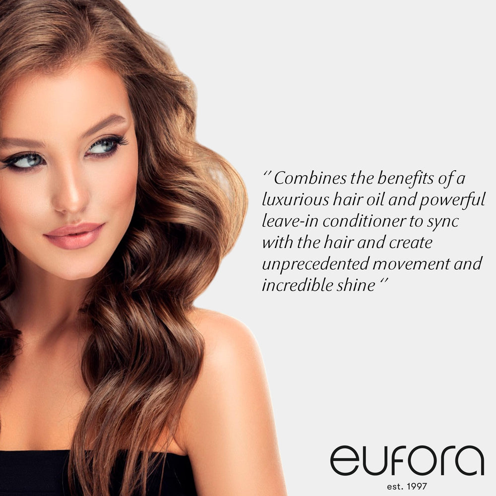 Eufora Elixirone douceur-mouvement offrant cheveux souples et fluides.