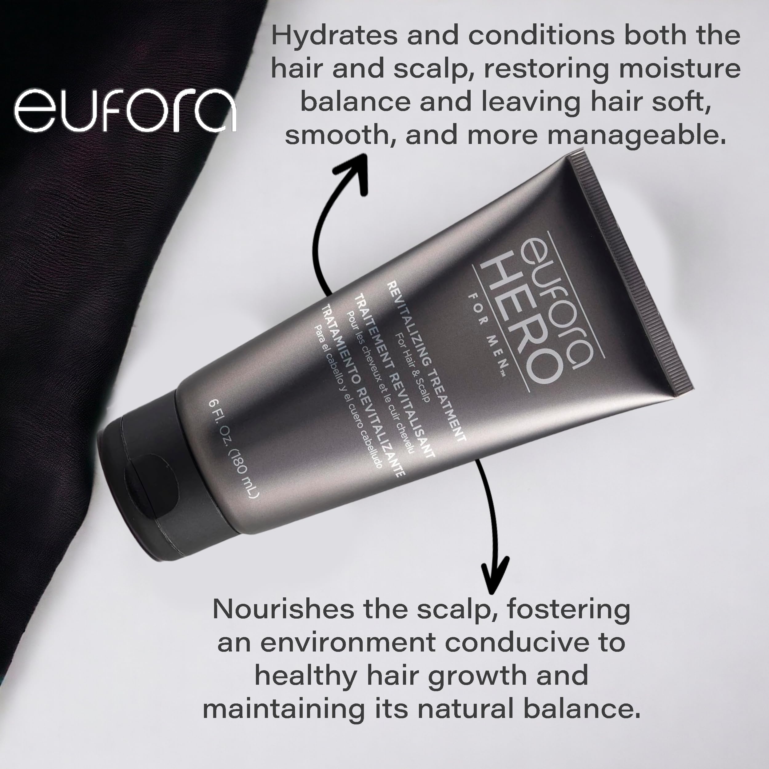 Eufora Hero Men – Application sur cheveux humides pour un soin efficace.
