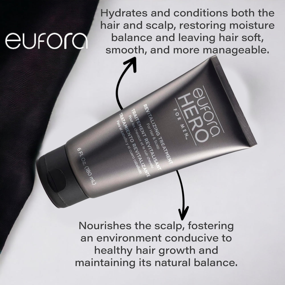 Eufora Hero Men – Application sur cheveux humides pour un soin efficace.