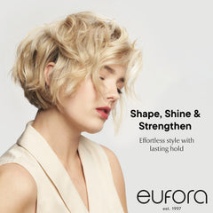 Eufora Sculpture Light Glaze, application mains, facilite le coiffage fluide.