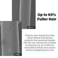 Eufora Volume Fusion : cheveux essorés prêts au coiffage et au volume