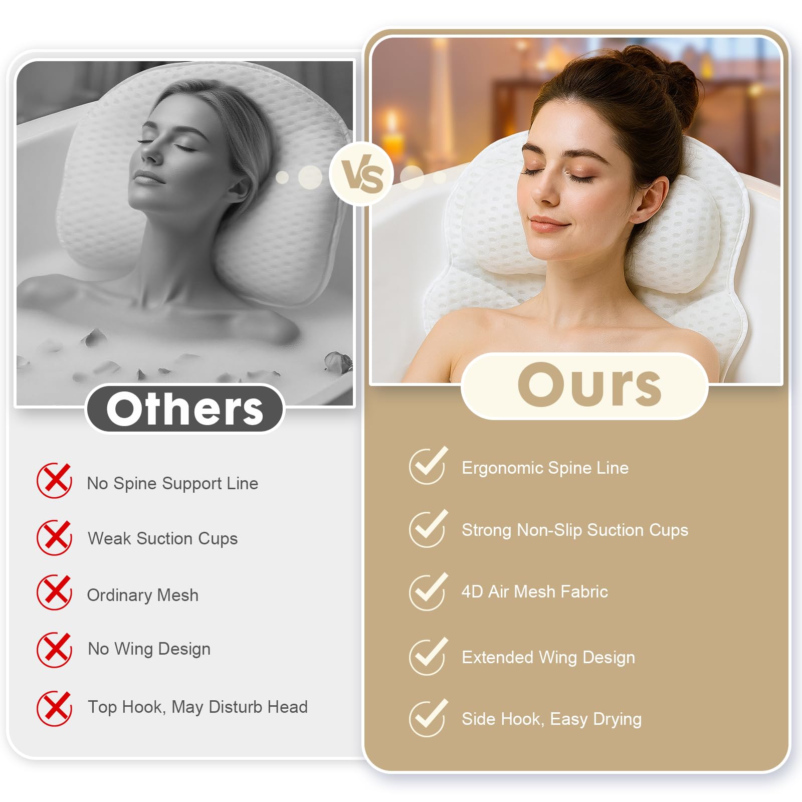 Oreiller bain EULAXLAB assure confort et stabilité pendant le bain.