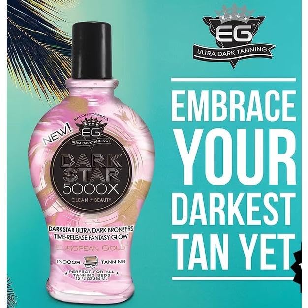 European Gold Dark Star 5000X — tatouage mis en valeur pendant le bronzage.