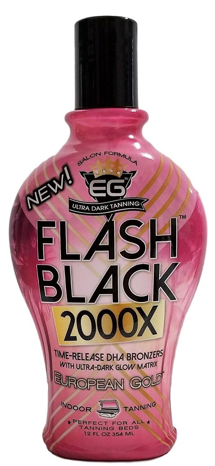 European Gold Flash Black 2000X – bouteille pratique pour un bronzage progressif et uniforme