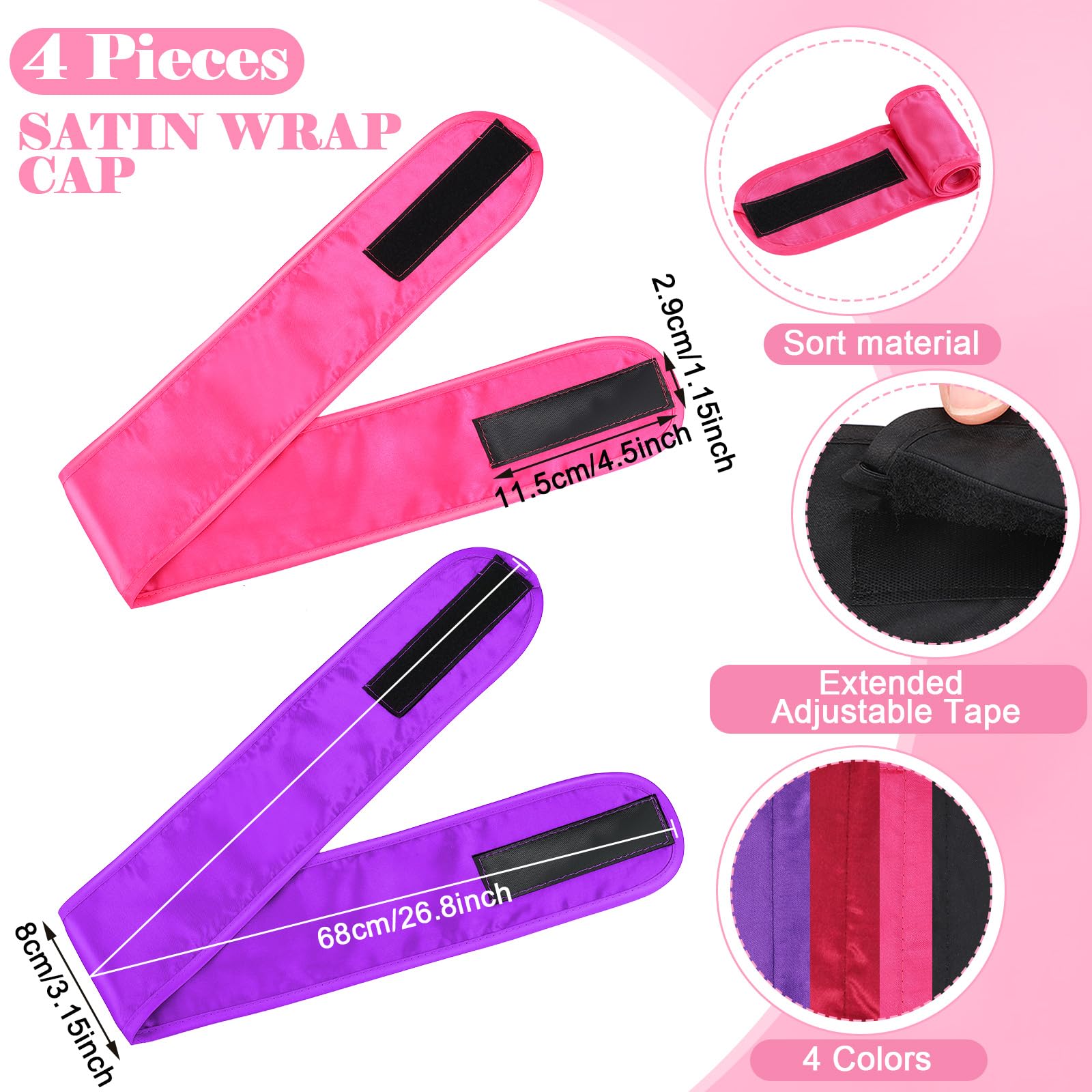 Bandeau foulard satin rose fluo Eurzom pour un look coloré.