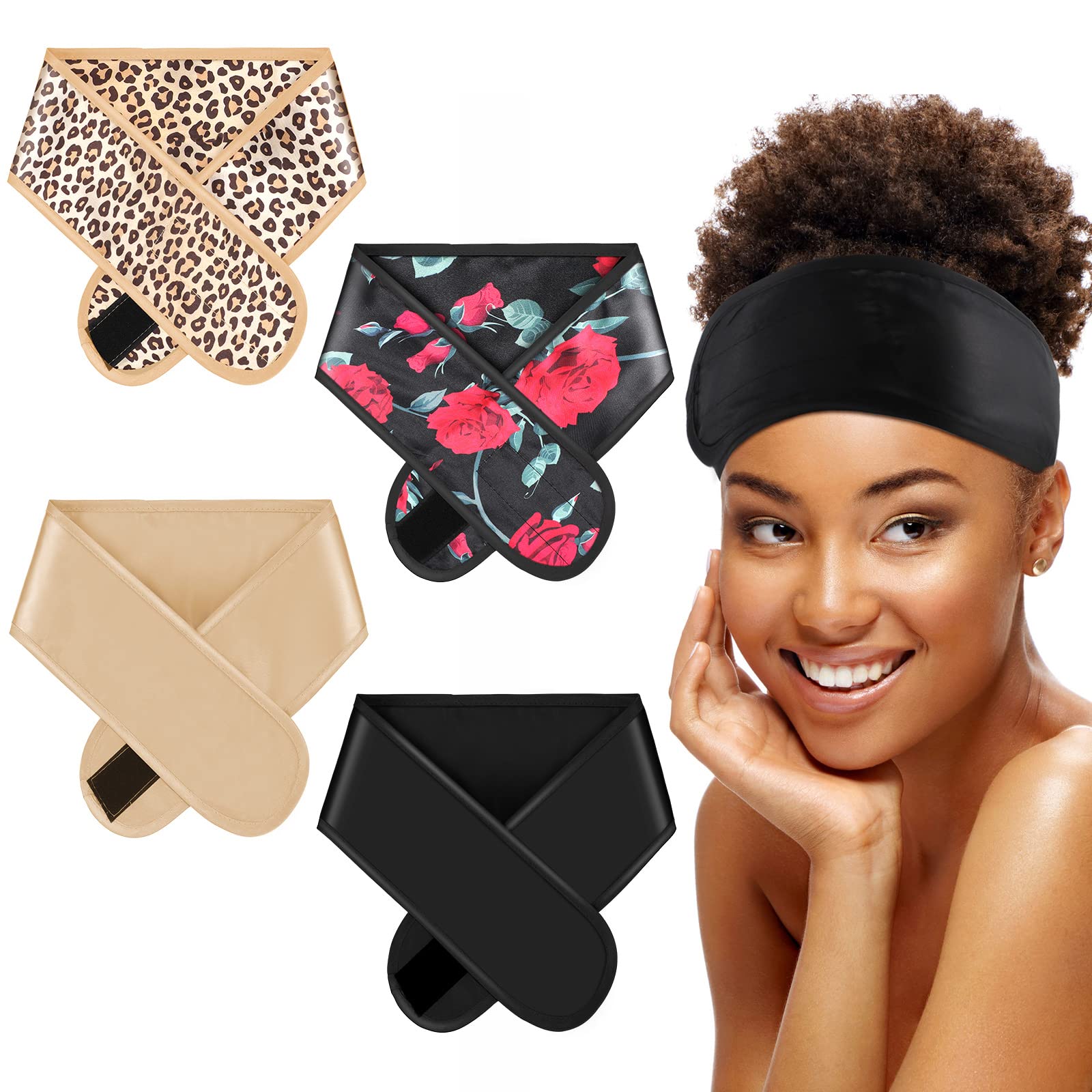 Eurzom wrap satin noir : douceur nocturne pour cheveux et coiffage