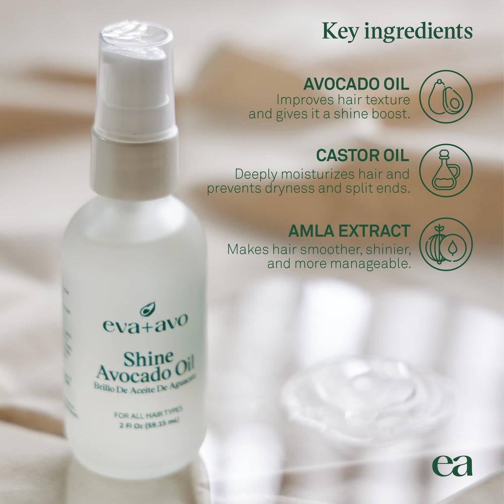 Texture satinée Eva + Avo: huile capillaire qui pénètre en douceur