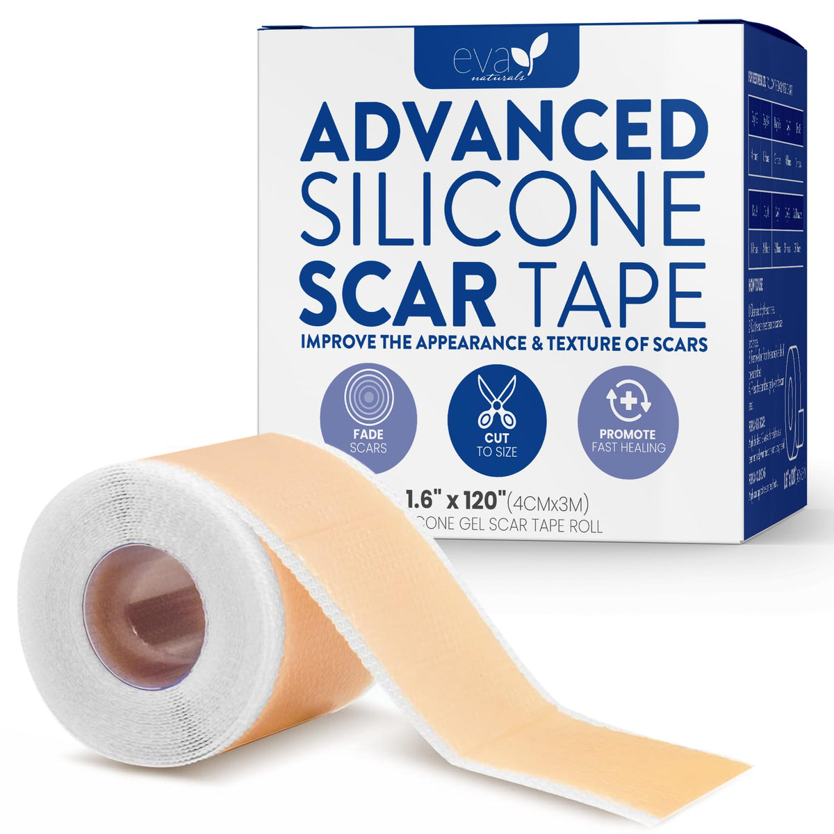 Bandes silicone Eva Naturals en rouleau pour cicatrices, confort et hydratation.