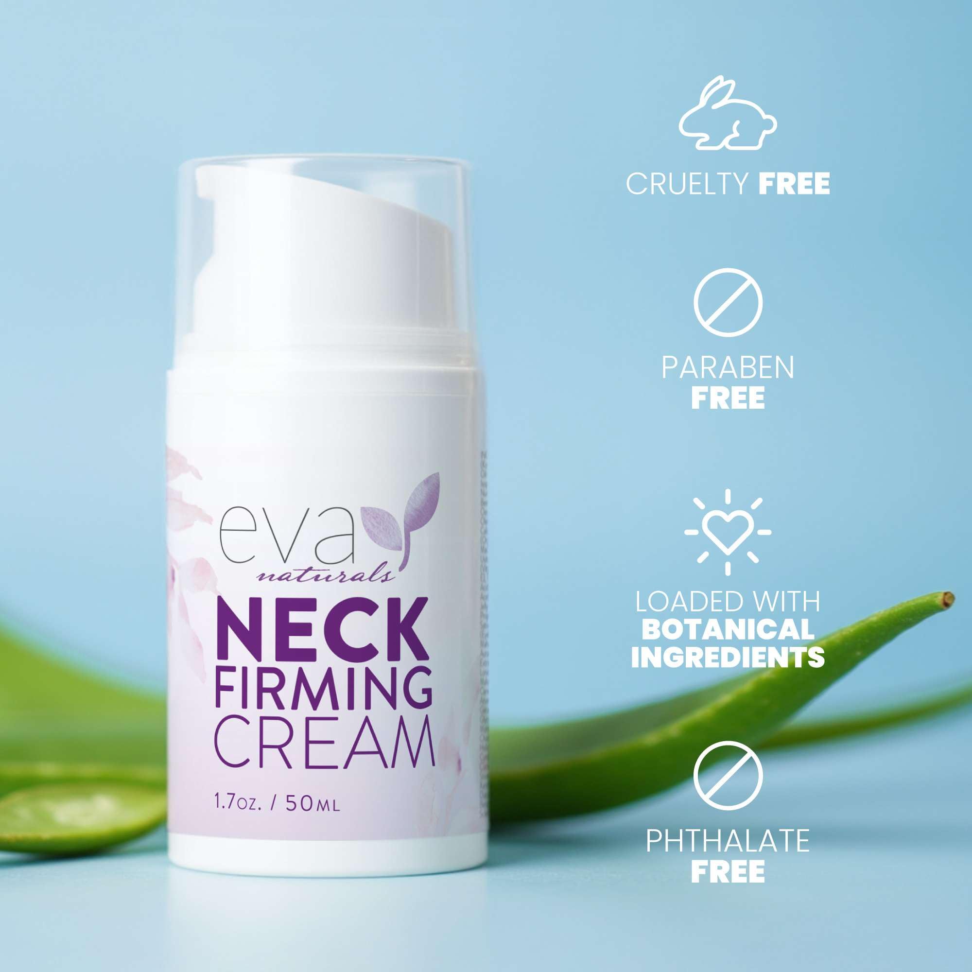 Soin quotidien cou et décolleté par Eva Naturals, routine anti-âge accessible.