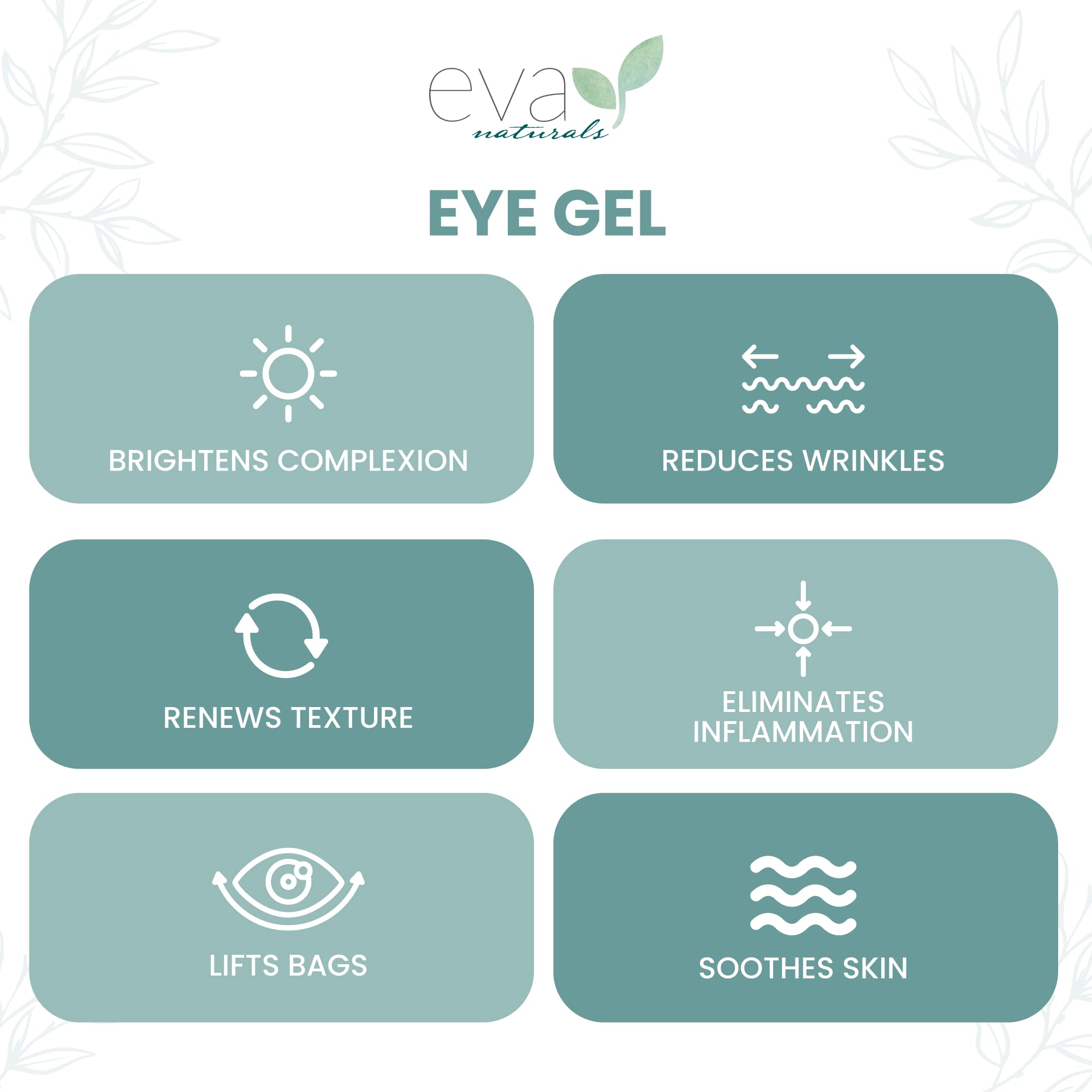 Application sous les yeux avec le gel Eva Naturals pour un effet réveil.