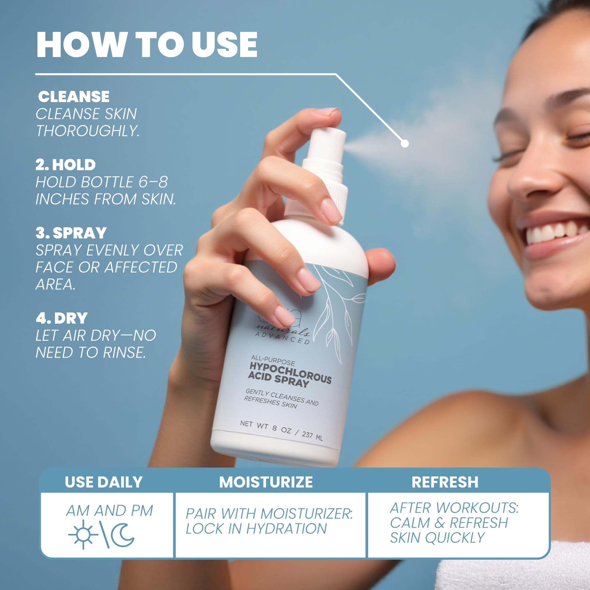 Eva Naturals formule douce pour peaux sensibles, sans dessèchement.