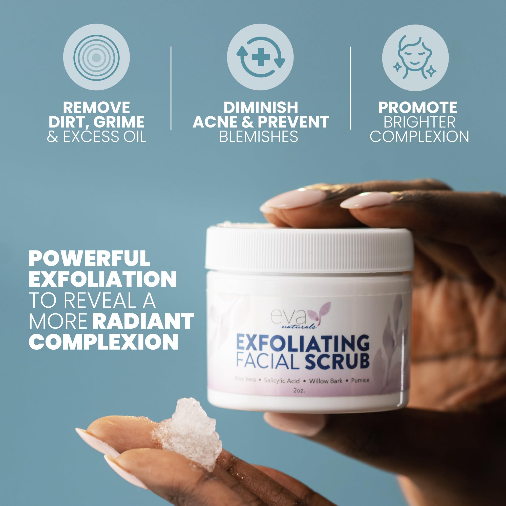 Texture pierre ponce du gommage Eva Naturals pour exfolier en douceur