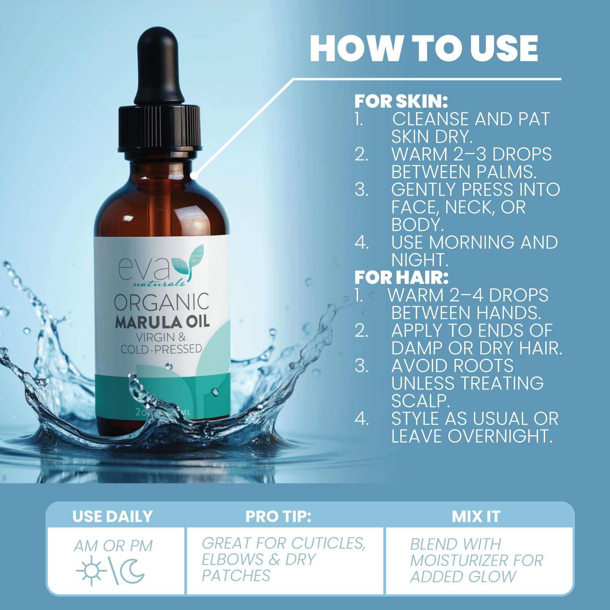 Eva Naturals Huile Marula barbe — entretien et brillance naturelle.