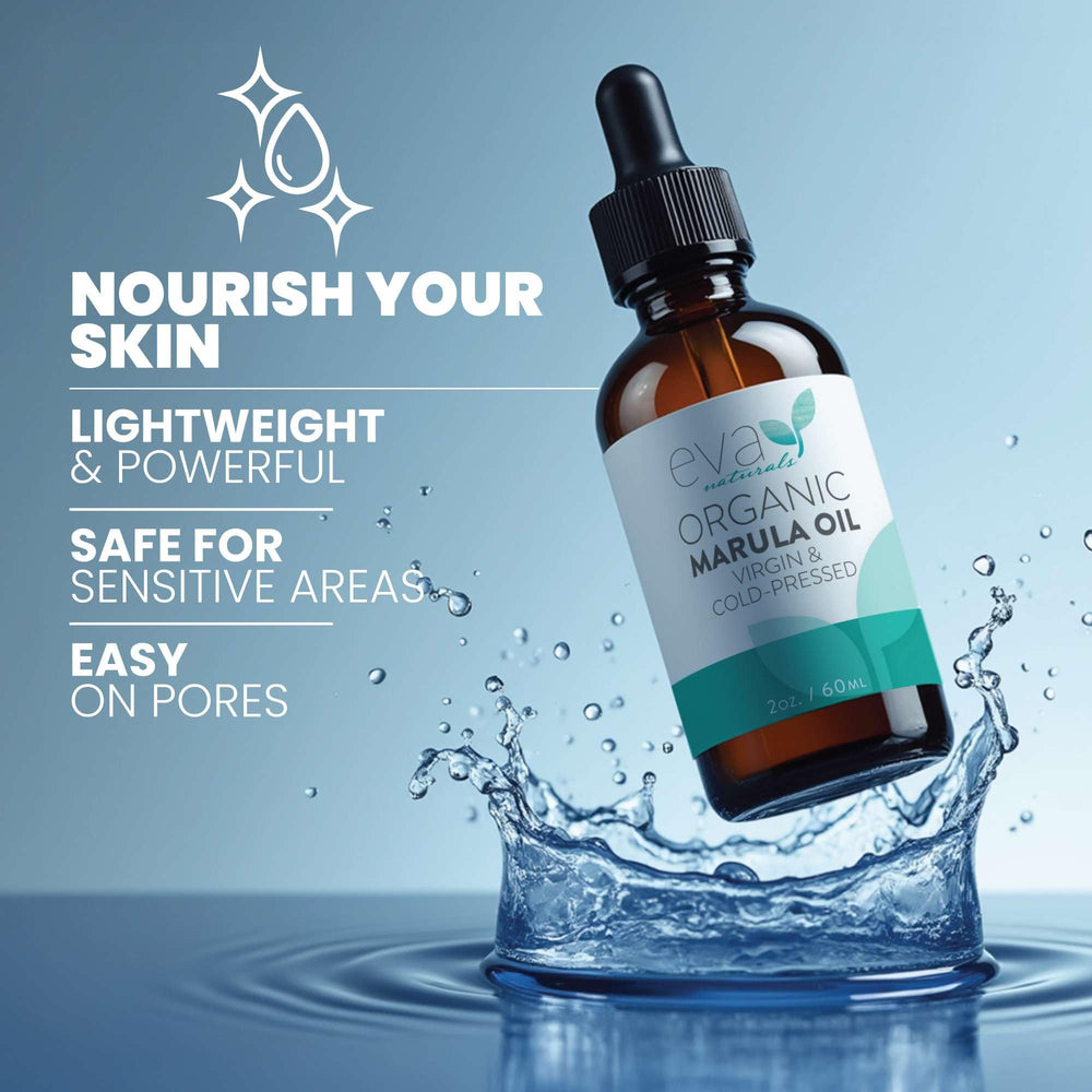 Eva Naturals Huile Marula usage quotidien — hydratation légère toute la journée.