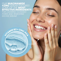 Application du sérum Eva Naturals sur le visage avant les soins quotidiens.