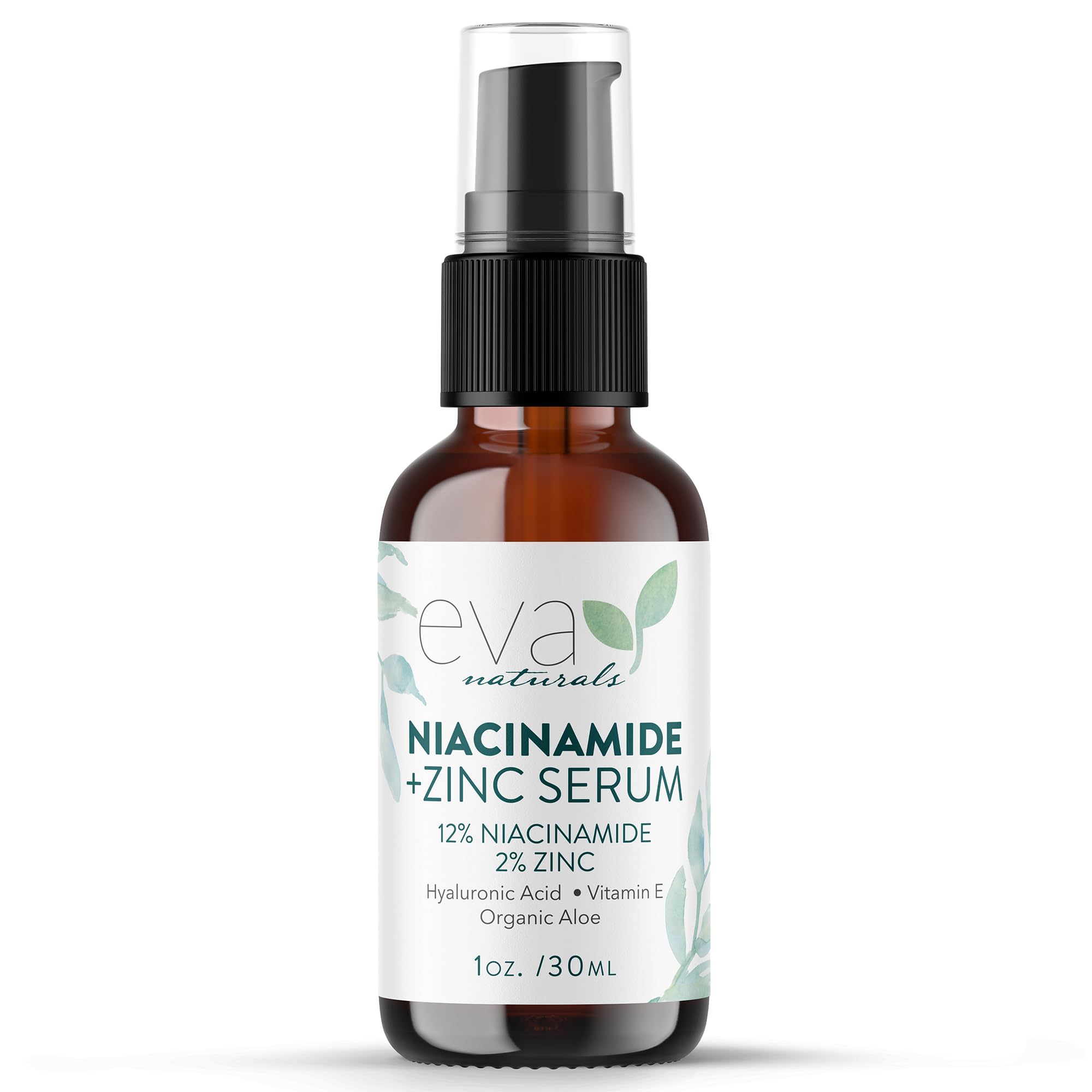 Sérum Eva Naturals Niacinamide dans sa bouteille, réduction potentielle des pores.