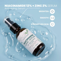 Pompe du sérum Eva Naturals Niacinamide facilitant une application rapide et homogène.