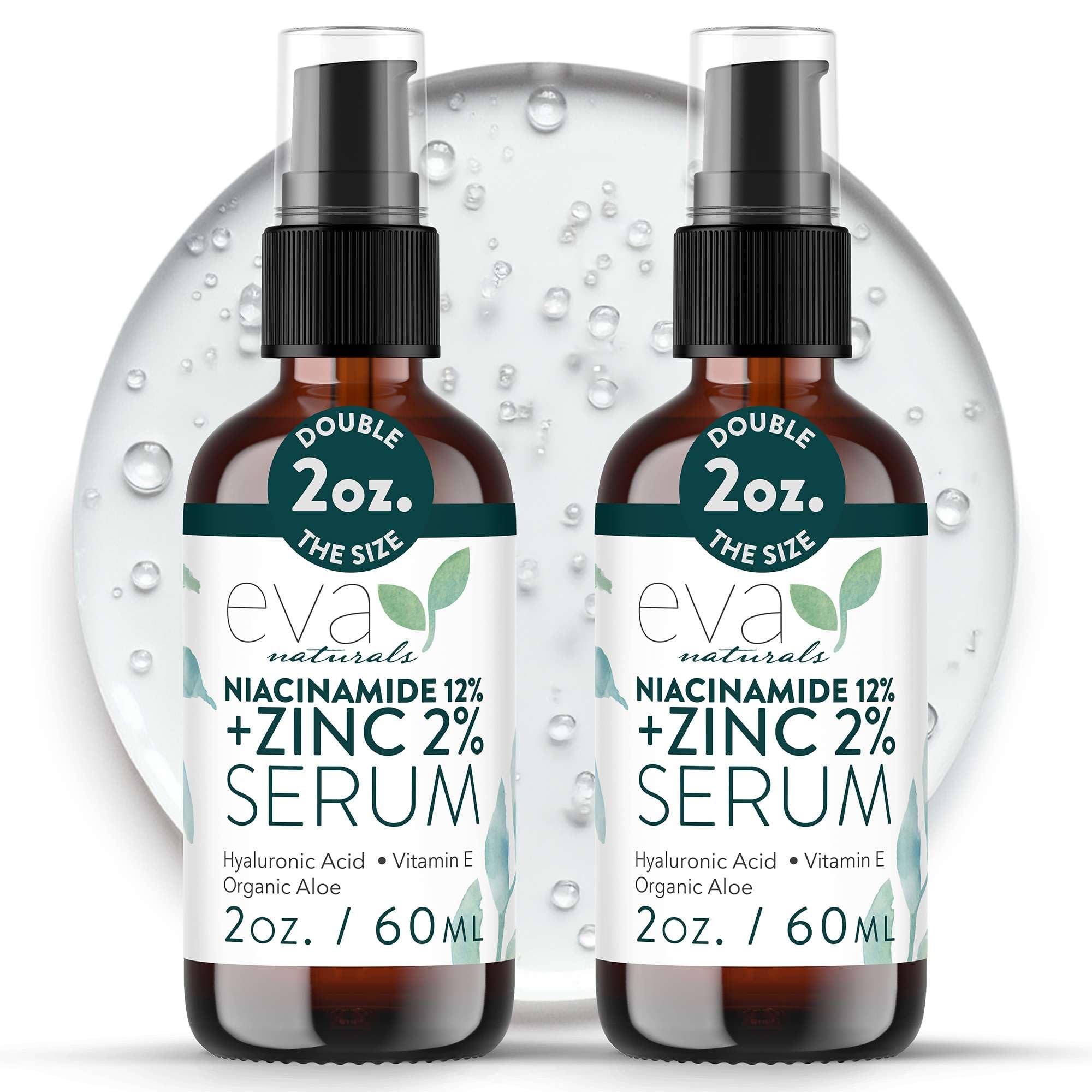 Eva Naturals Niacinamide Zinc sérum en flacon pour peau équilibrée et nette