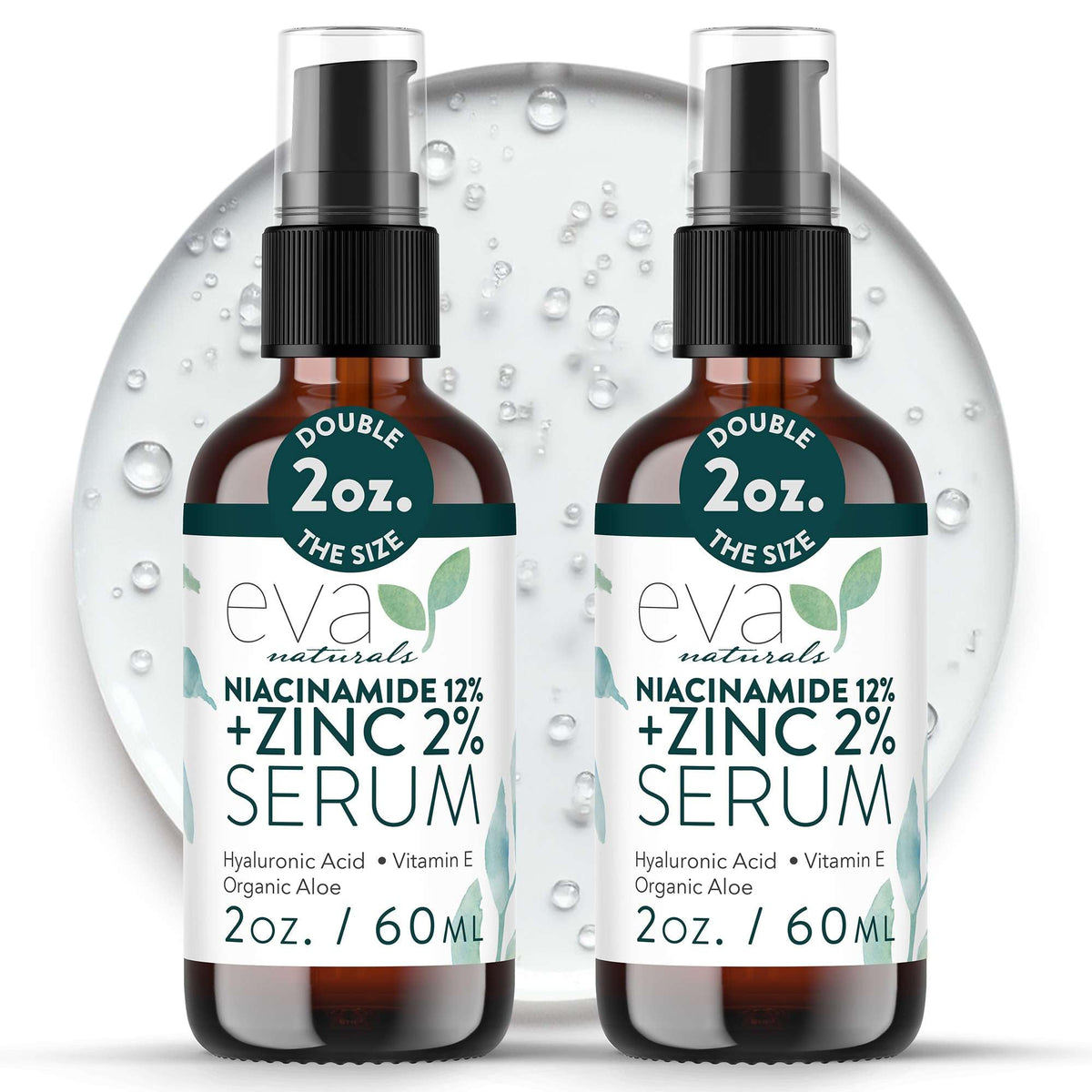 Eva Naturals Niacinamide Zinc sérum en flacon pour peau équilibrée et nette