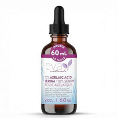 Eva Naturals Sérum azélaïque 10% en bouteille, teint plus lumineux.