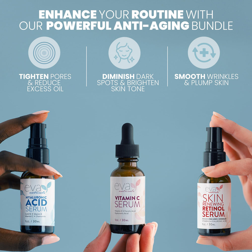 Sérum acide hyaluronique Eva Naturals pour hydratation profonde.