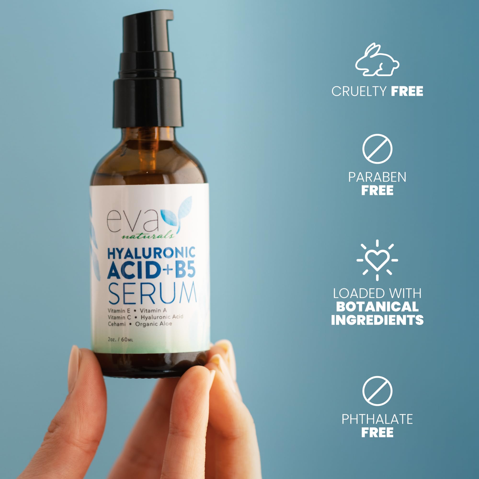 Sérum Eva Naturals apaise les peaux sensibles après l'application.