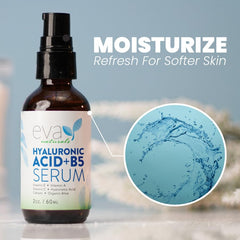 Application du sérum Eva Naturals sur le visage, douceur et élasticité.