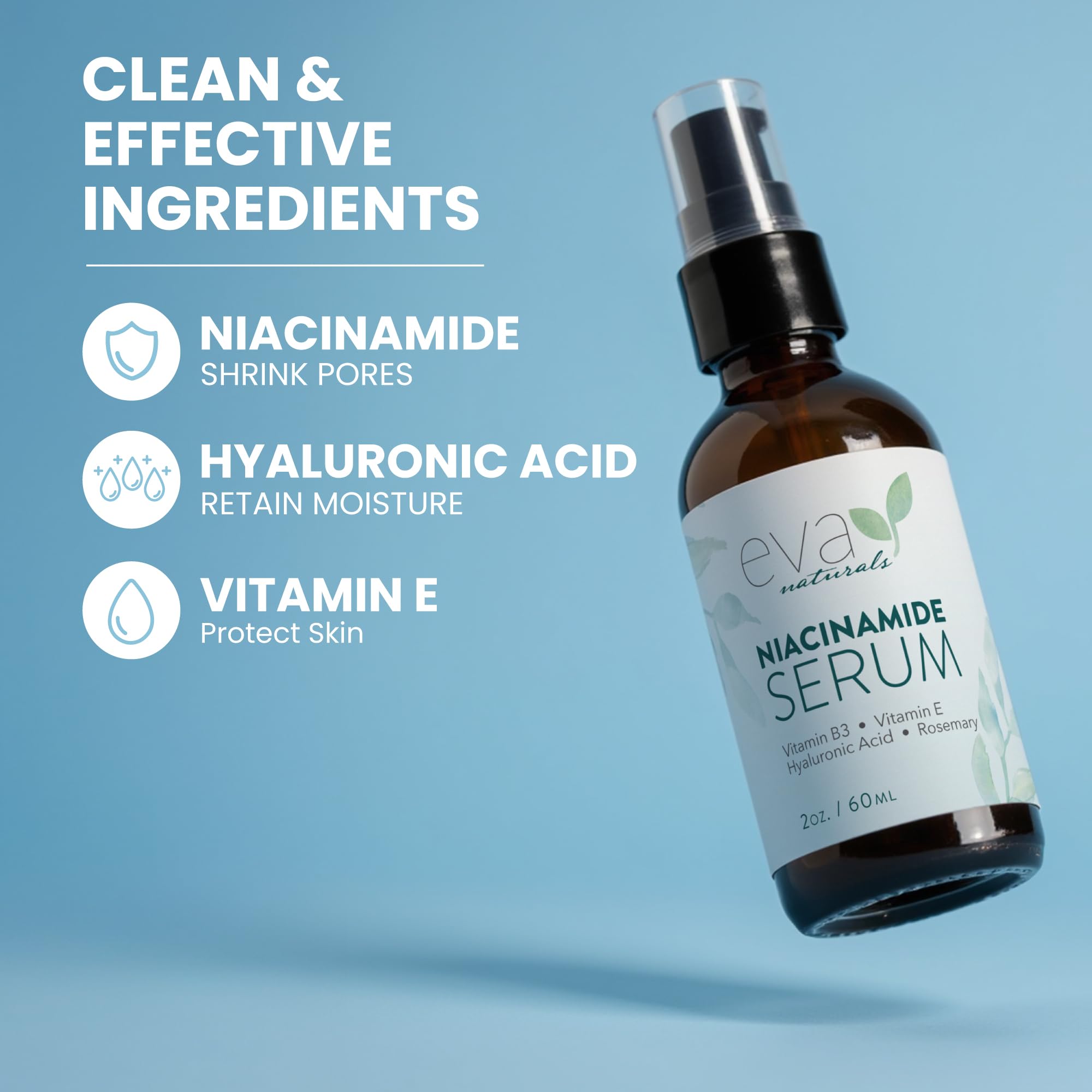 Eva Naturals Niacinamide Serum – apaisant: apaise rougeurs et irritations mineures.