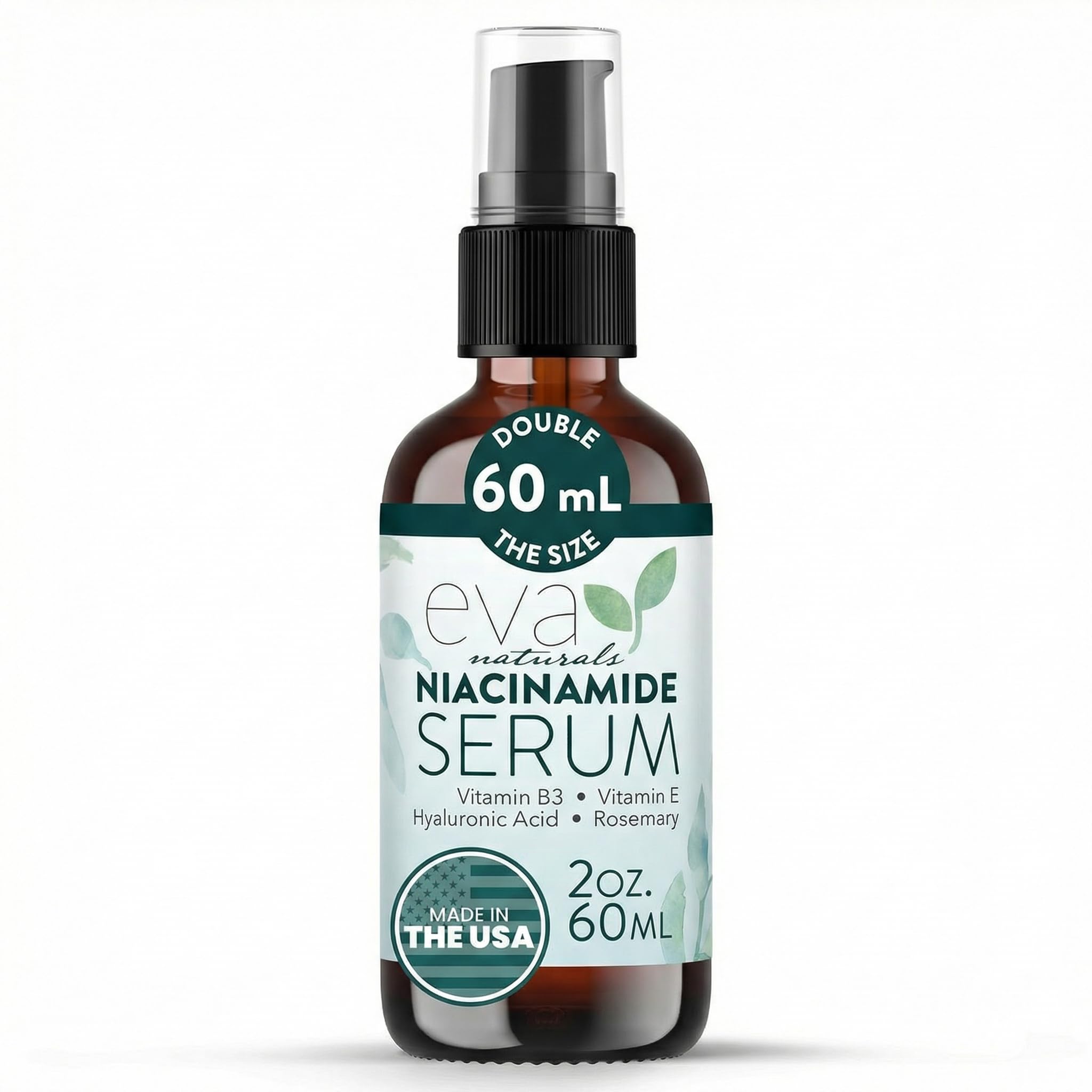 Eva Naturals Niacinamide Serum – pores: peau plus nette et pores resserrés.