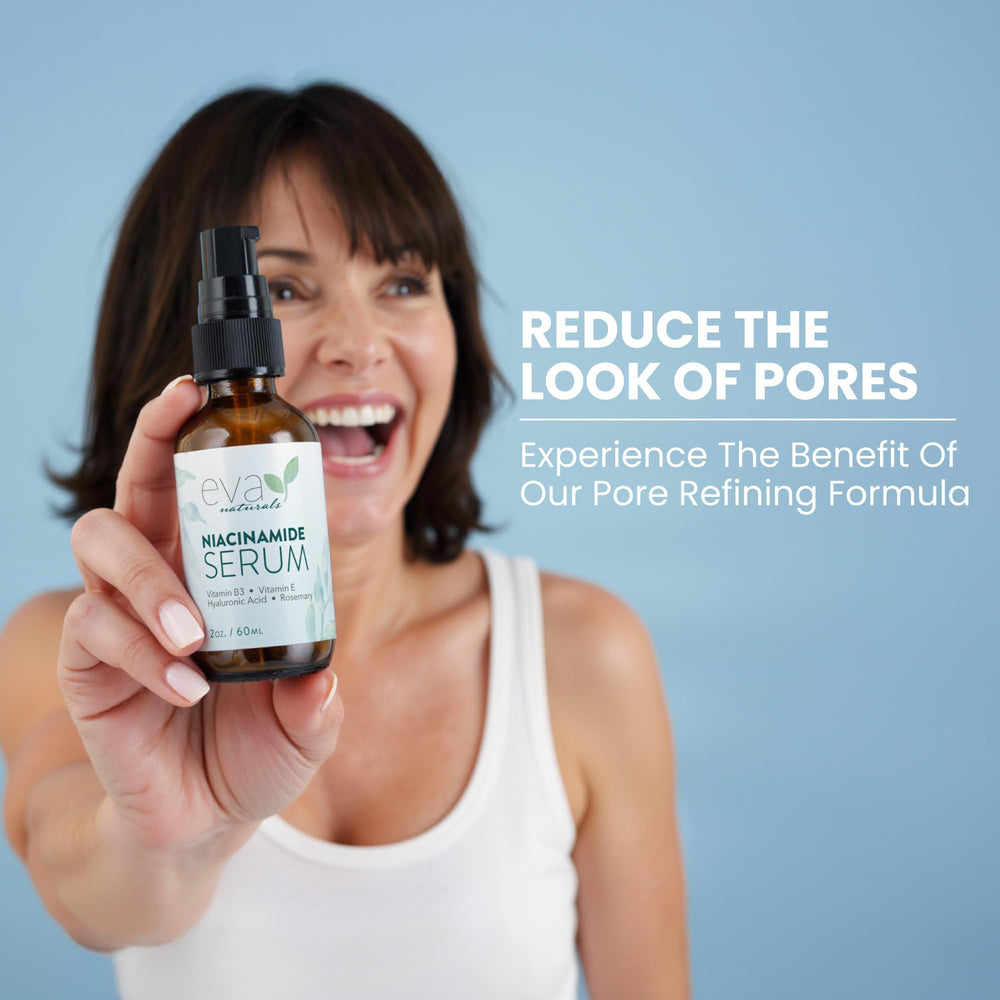 Eva Naturals Niacinamide Serum – routine quotidienne: soutien d'une peau équilibrée.