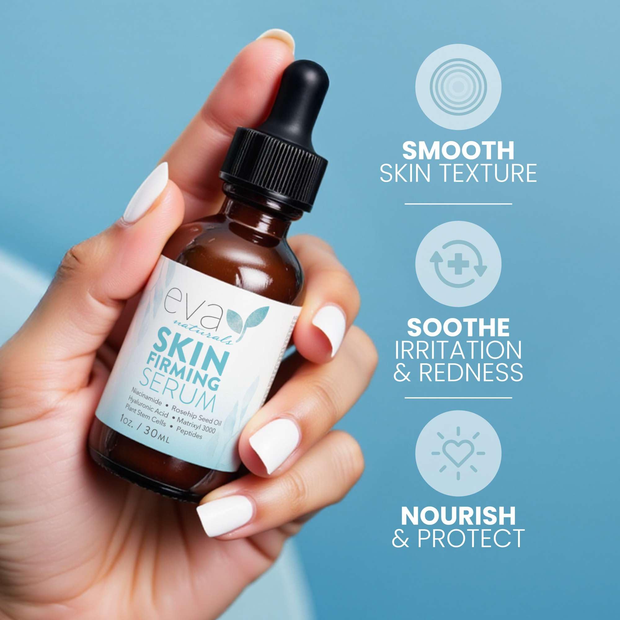 Eva Naturals Niacinamide—ton uniforme et pores affinés.