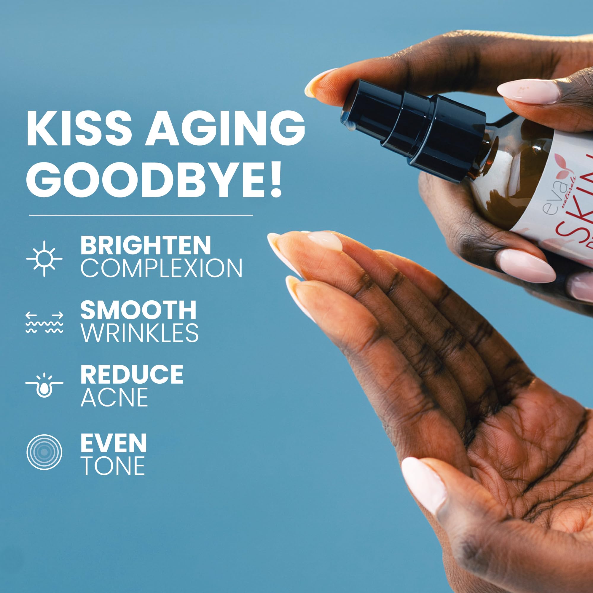 Sérum Eva Naturals pour un rituel nocturne anti-âge et peau lumineuse.