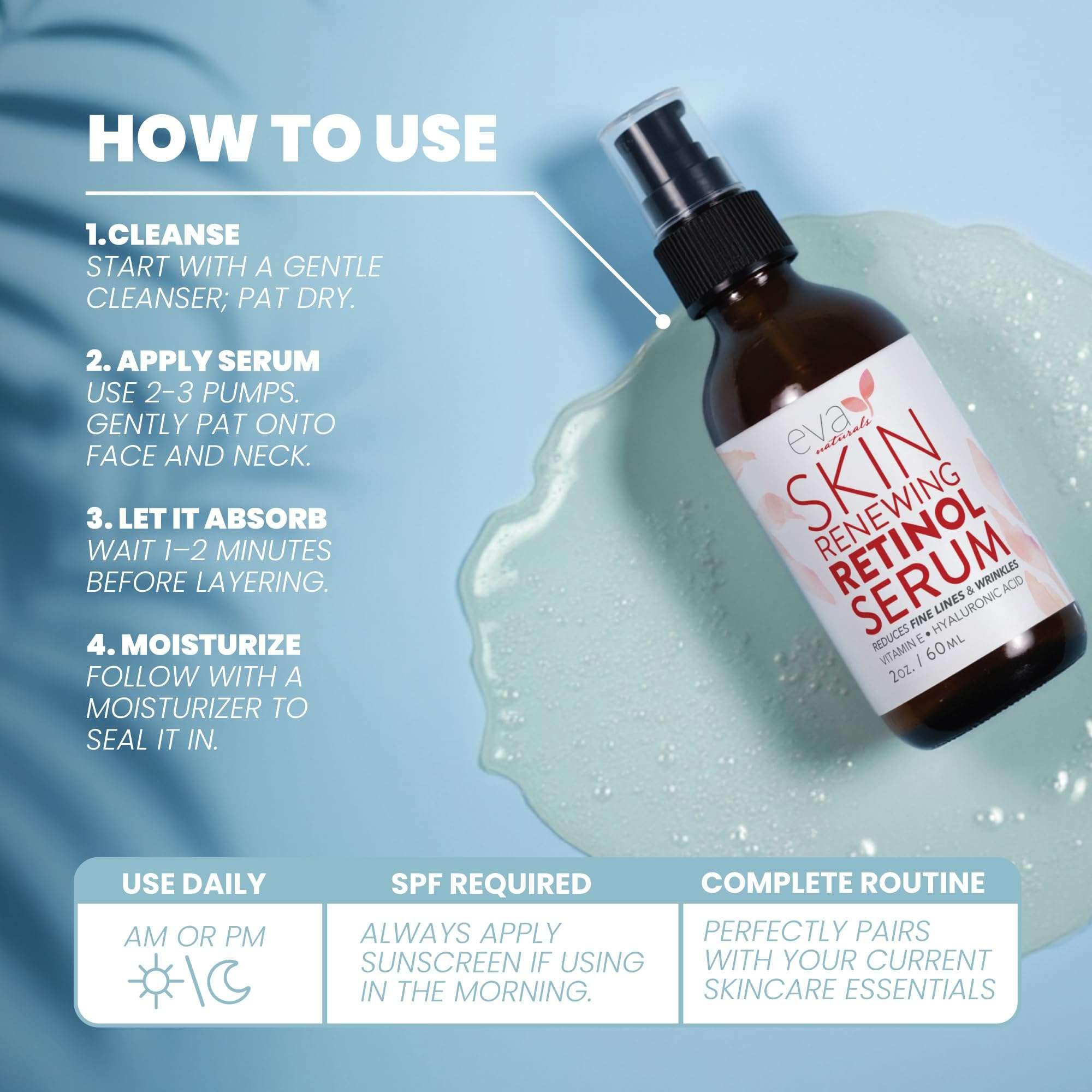 Rituel nocturne avec Eva Naturals retinol pour soin du soir