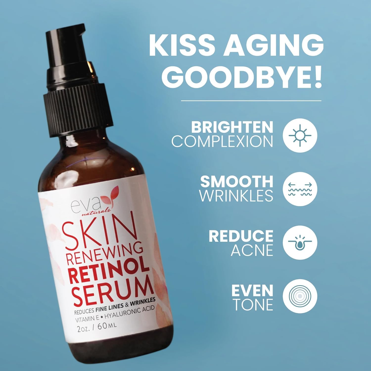 Texture crèmeuse du sérum Eva Naturals pour une application facile.