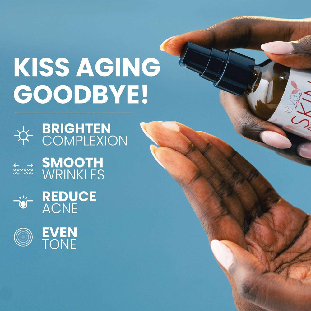 Pipette appliquant le sérum Eva Naturals sur la peau du visage
