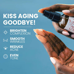 Pipette appliquant le sérum Eva Naturals sur la peau du visage