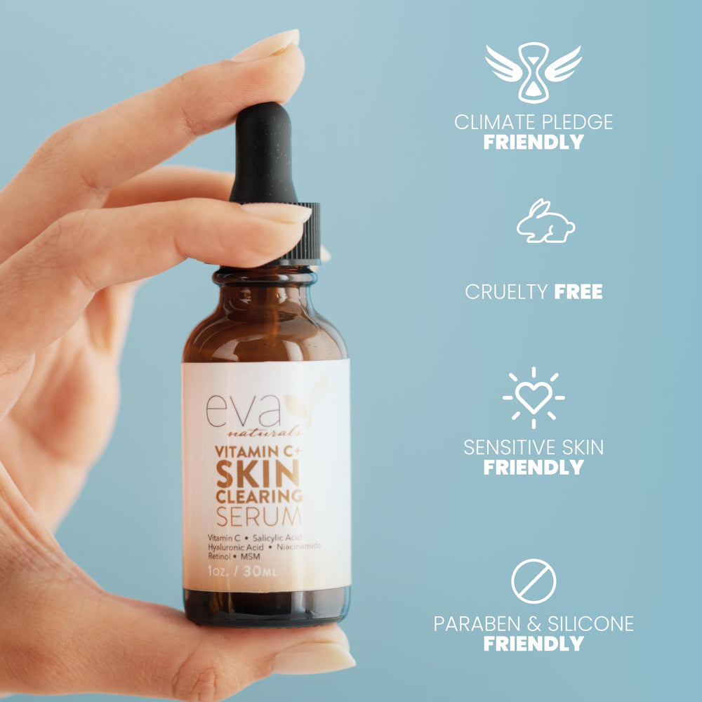 Retinol et vitamine C améliorent la texture de la peau avec Eva Naturals.
