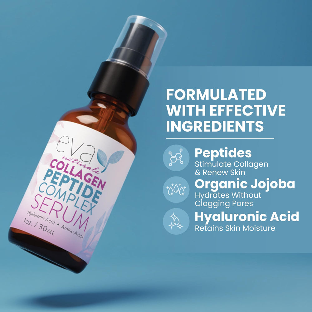 Barrière cutanée renforcée grâce au sérum Eva Naturals Multi Peptides.