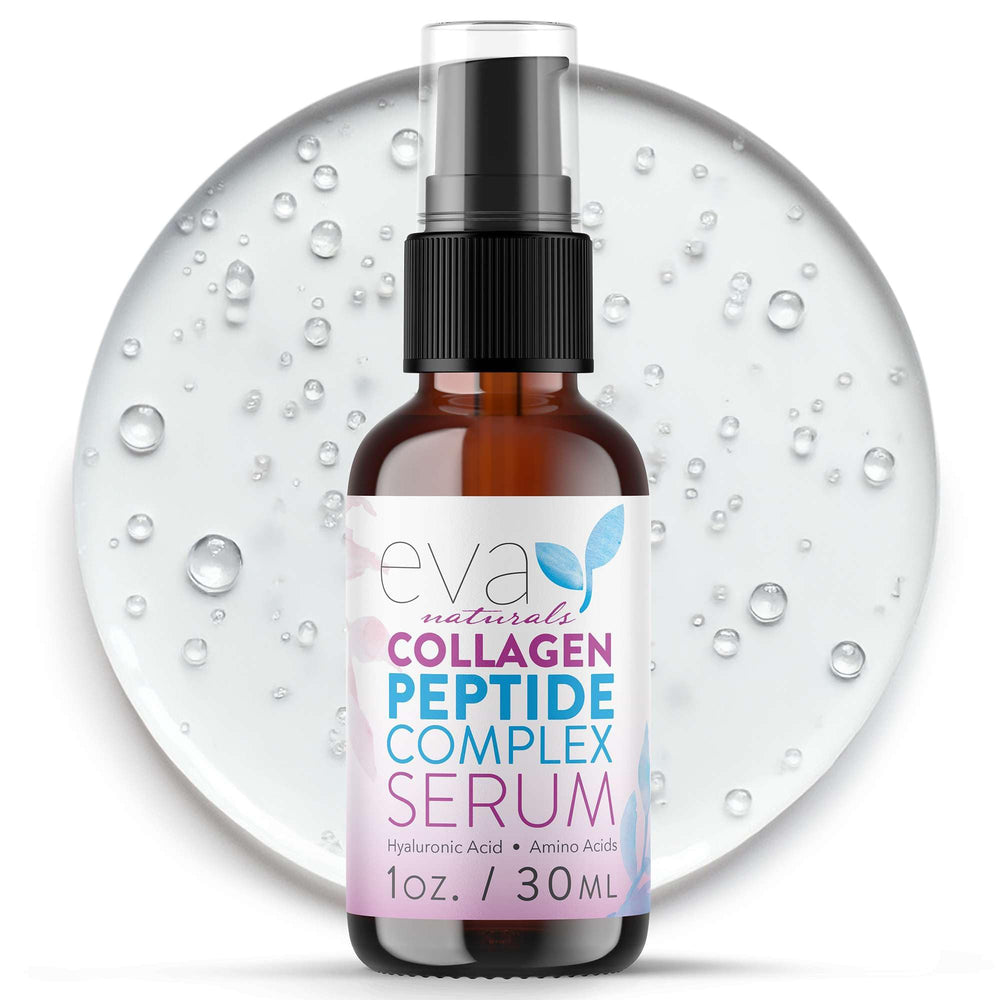 Eva Naturals Sérum Visage Multi Peptides: flacon élégant, hydratation et fermeté potentielles.