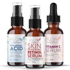 Sérum vitamine C Eva Naturals en flacon pour un éclat et teint uniforme.