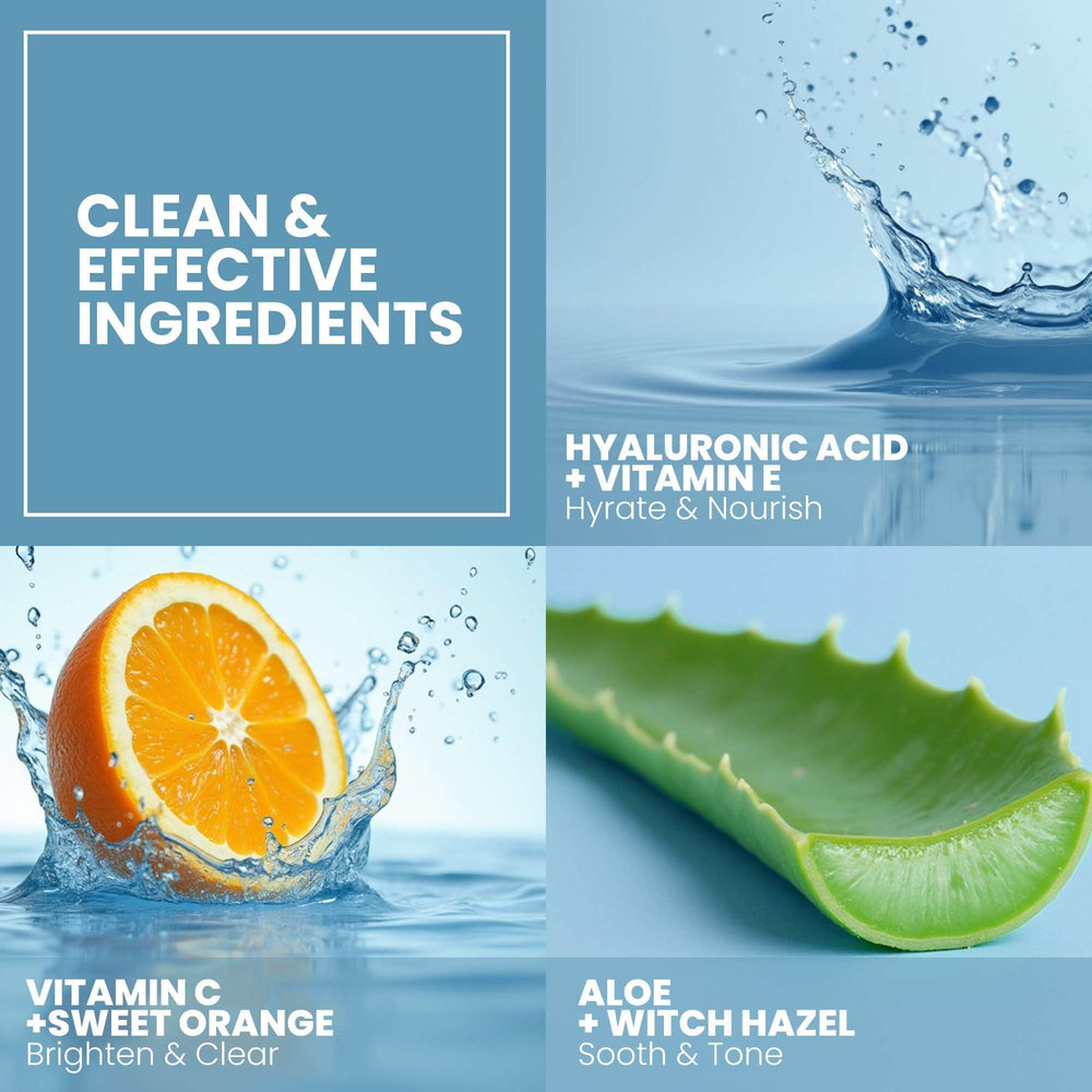 Ingrédients antioxydants du sérum Eva Naturals, notamment acide férulique et vitamine C.