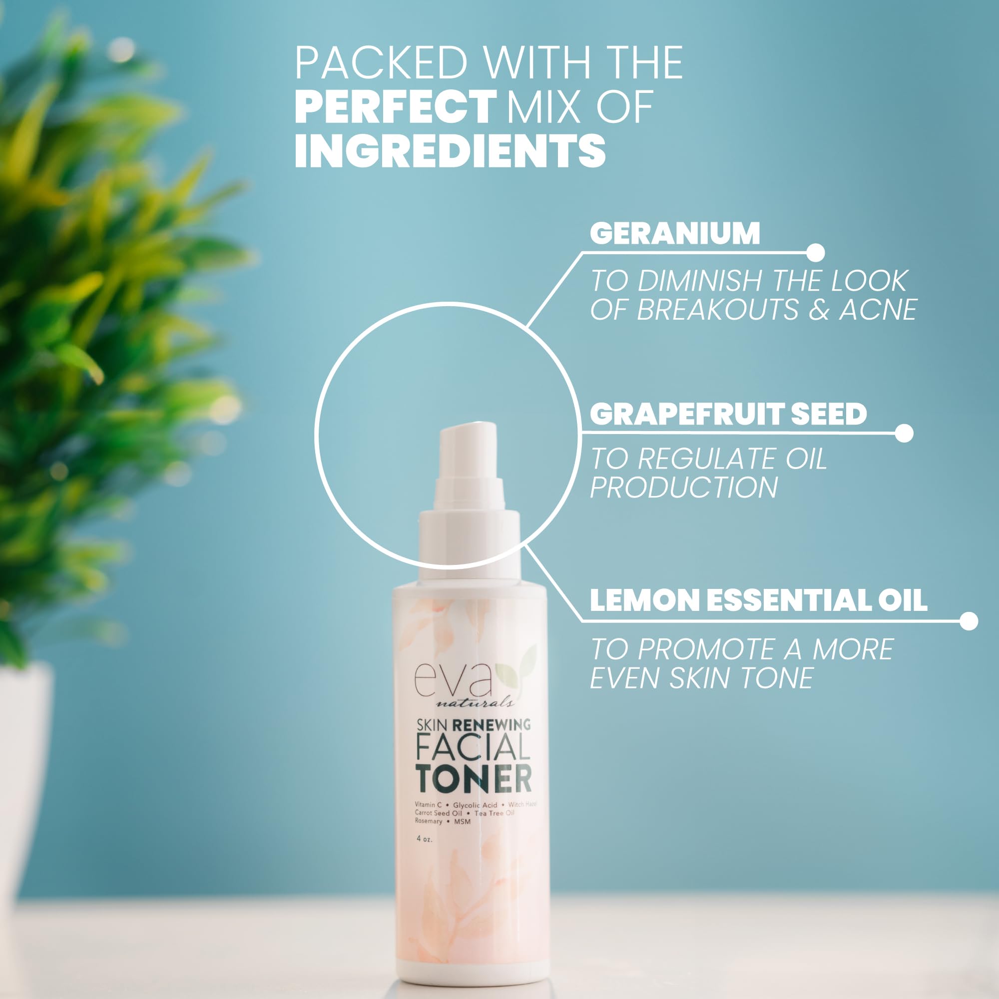 Tonique Eva Naturals acide glycolique exfolie en douceur pour peau lisse