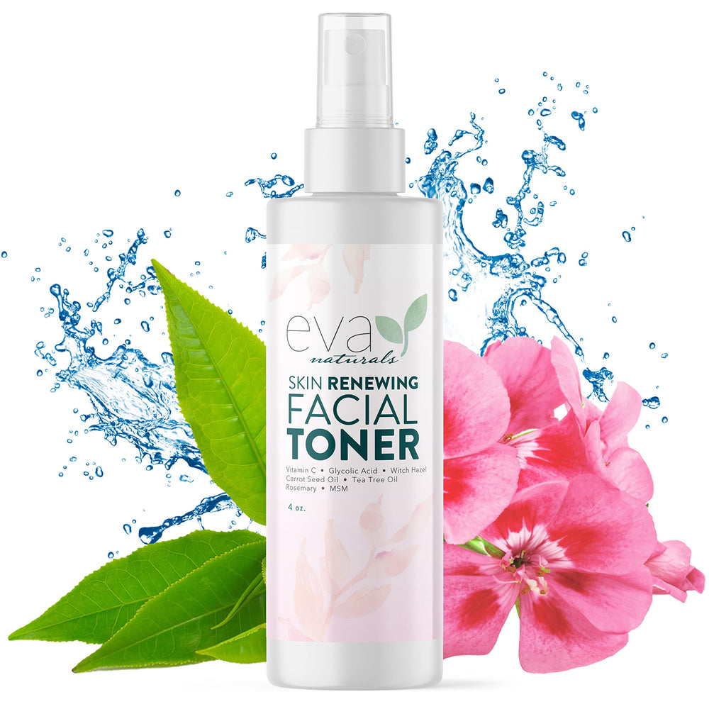 Tonique visage Eva Naturals, bouteille hydratante pour peau équilibrée et fraîche