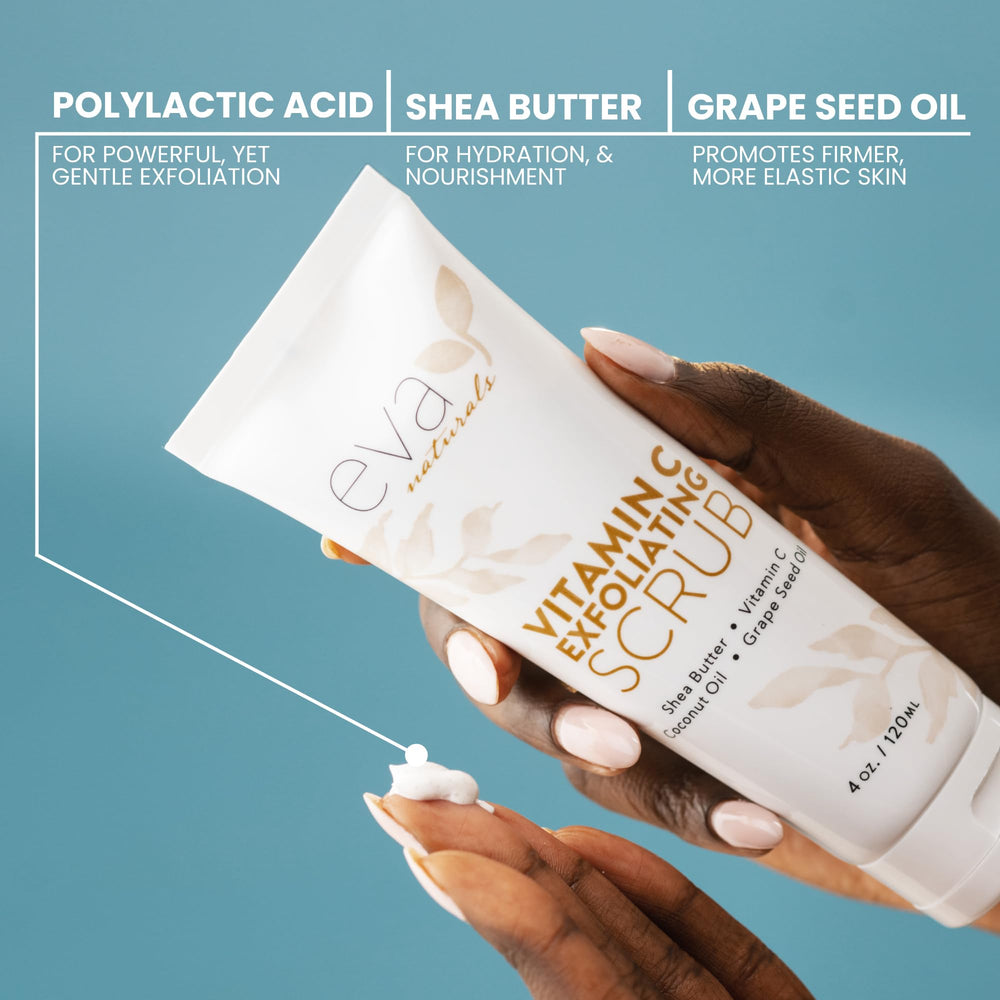 Application et massage du Eva Naturals Vitamine C Scrub pendant la routine